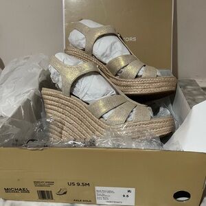 Michael Kors Pale Gold Wedge Sandals
